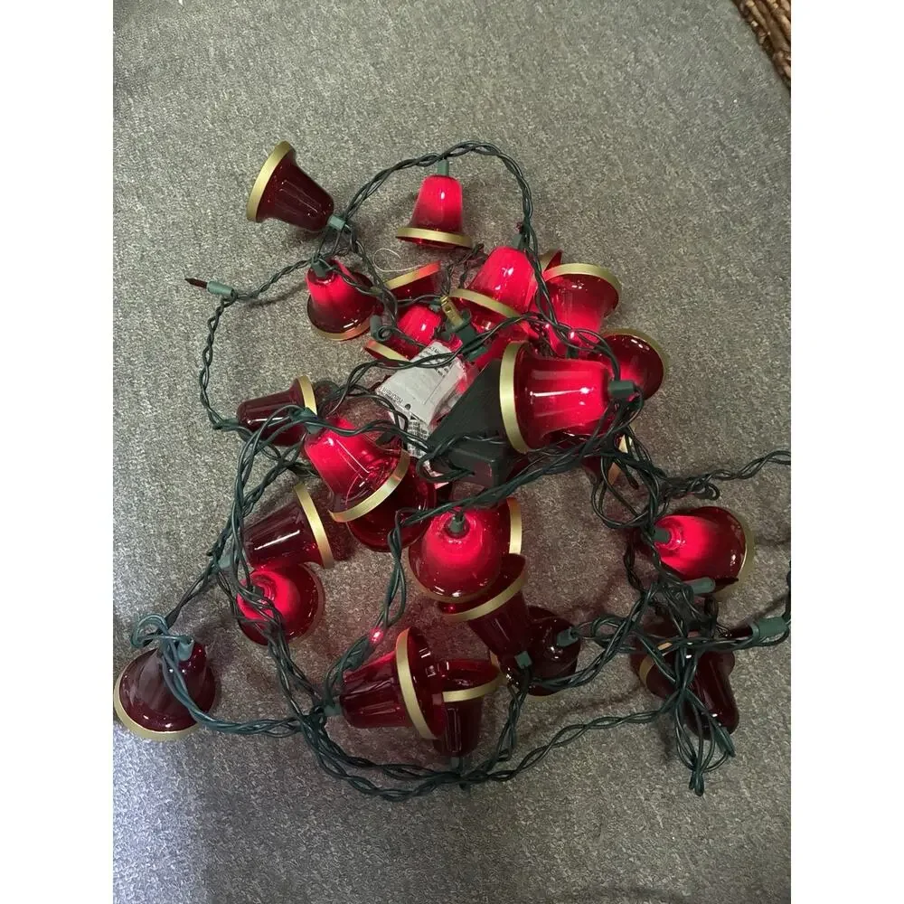 Holiday Time Musical Red Bell String Lights 8ft (Set of 2) Christmas Working